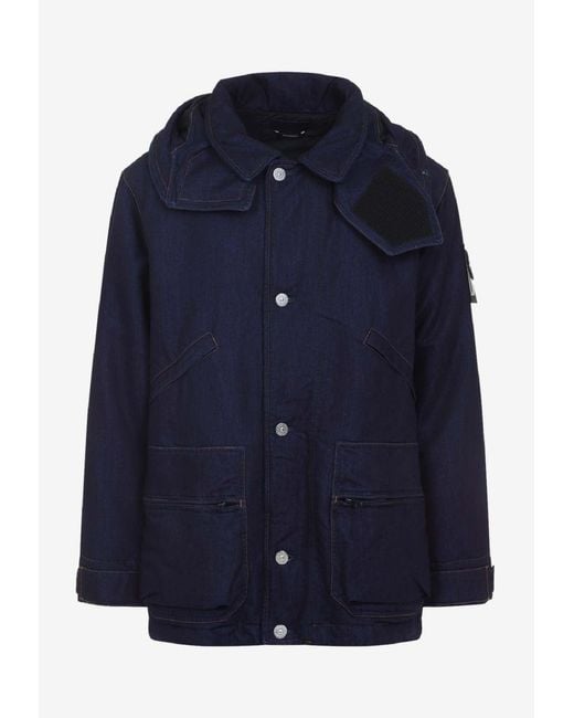 Stone Island Blue Logo Patch Windbreaker Jacket for men