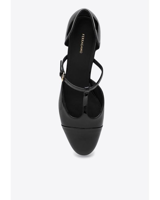 Ferragamo Linette T-Strap Ballet Flats in White | Lyst Canada