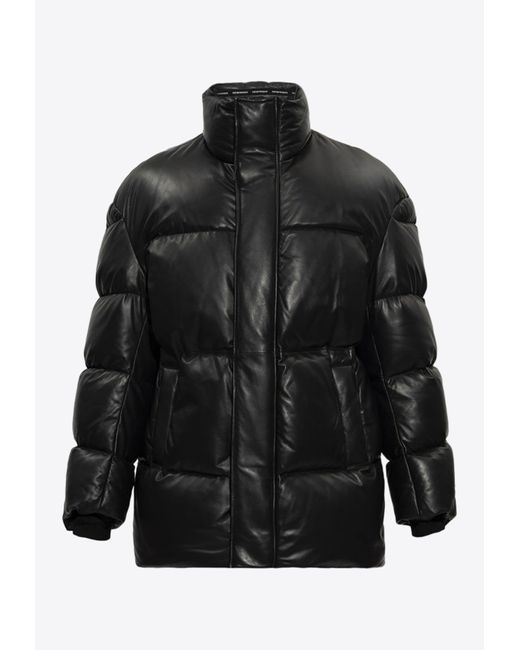 Emporio Armani Black Nappa Leather Down Jacket for men