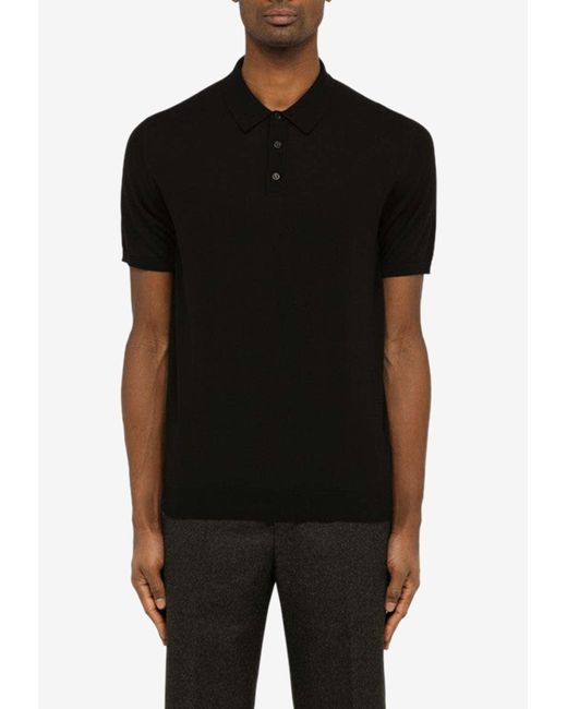 Roberto Collina Black Short-Sleeved Polo T-Shirt for men