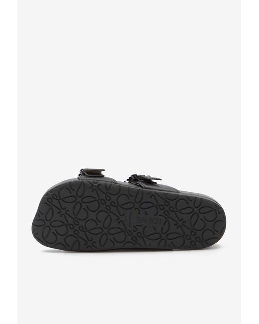 Loewe Black Ease Leather Double-Strap Slides