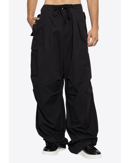 Alexander McQueen Black Wide-Leg Cargo Pants for men