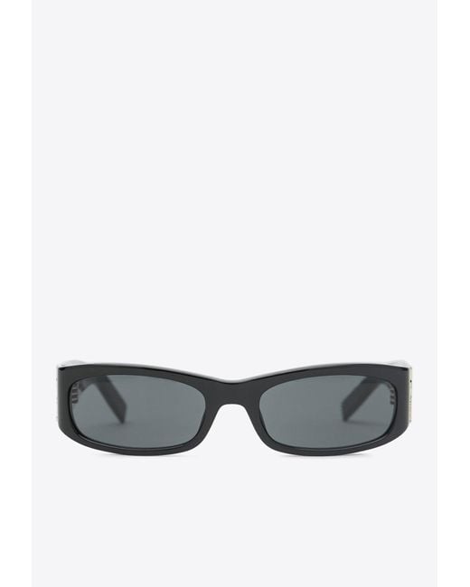 Saint Laurent Gray Cassandre Rectangular Sunglasses