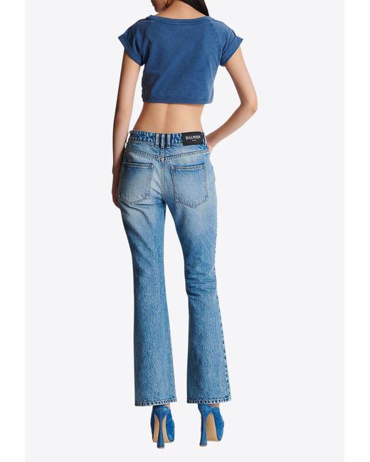 Balmain Blue Washed-Out Flared Pants