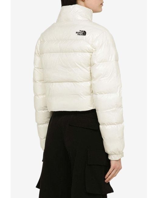 The North Face White Logo-Embroidered Quilted Jacket