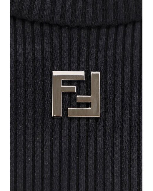 Fendi Black Ff Logo Turtleneck Sweater for men