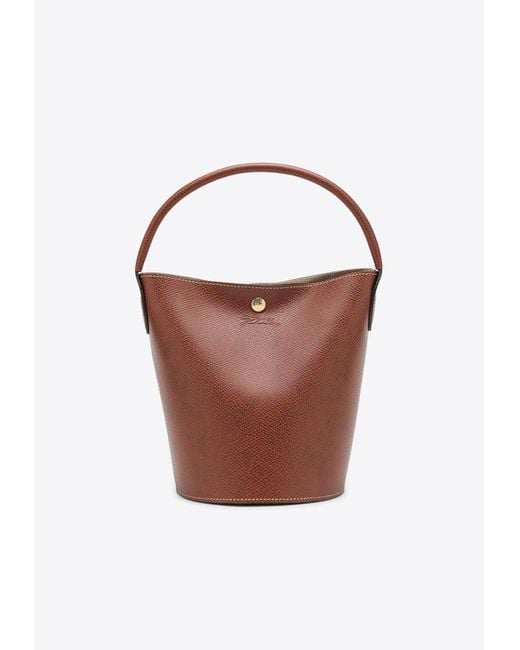 Longchamp Blue Small Épure Leather Bucket Bag