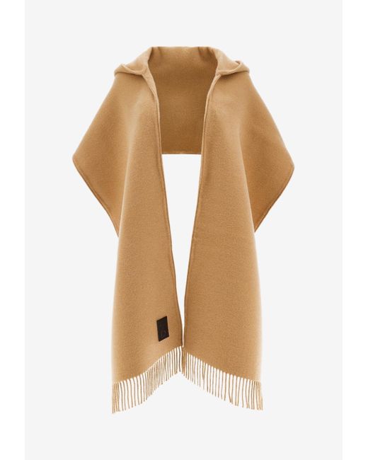 Ferragamo Natural Wool And Cashmere Hooded Scarf