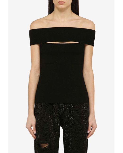 FEDERICA TOSI Black Off-Shoulder Cut-Out Top