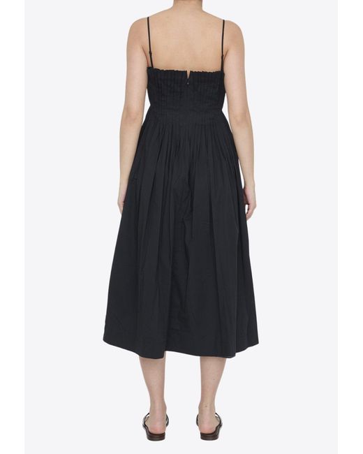 Staud Black Bella Midi Dress