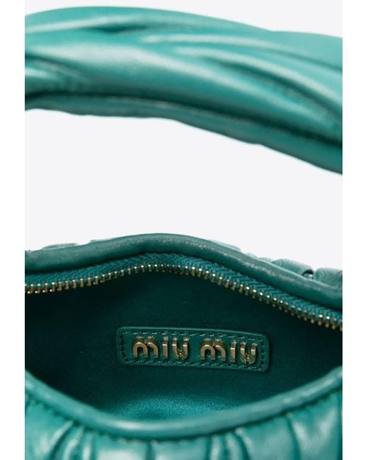 Miu Miu Green Mini Wander Quilted Leather Hobo Bag