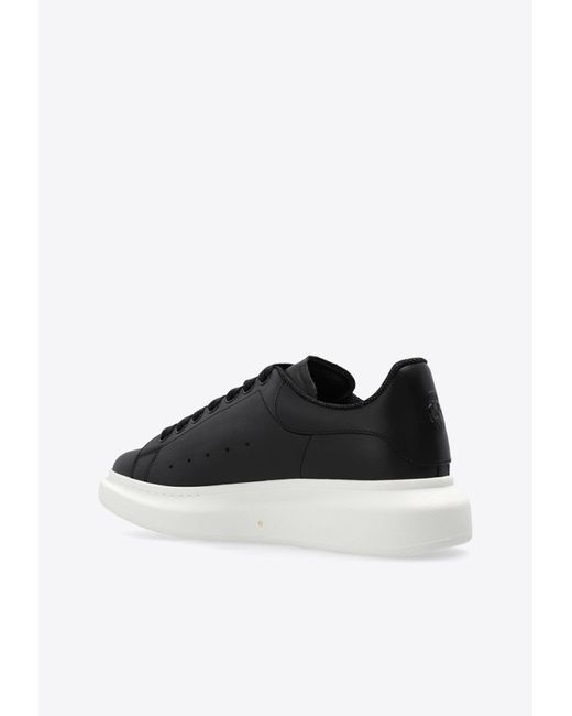 Alexander McQueen Black Oversized Leather Low-Top Sneakers for men