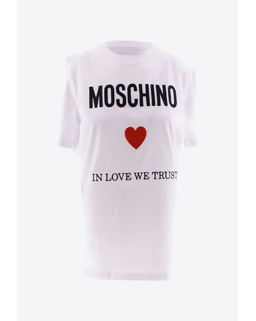 Moschino Pink In Love We Trust Crewneck T-Shirt