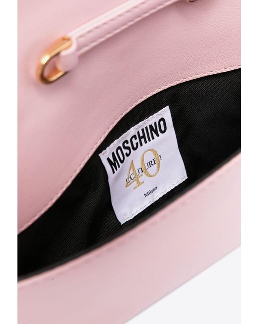 Moschino Pink Floral Beaded Leather Shoulder Bag
