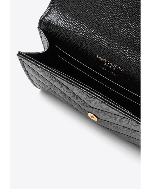 Saint Laurent Beige/Black Python Embossed and Leather Card Holder