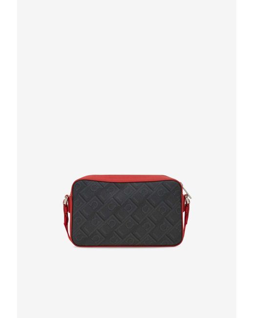 Ferragamo Red Monogram Print Messenger Bag for men