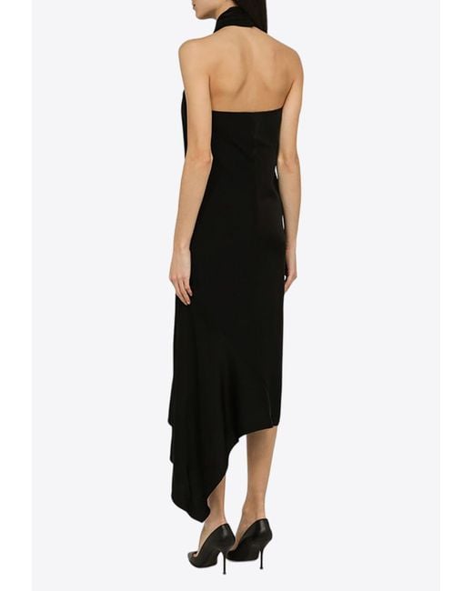 Givenchy Black Asymmetrical-Cut Midi Dress