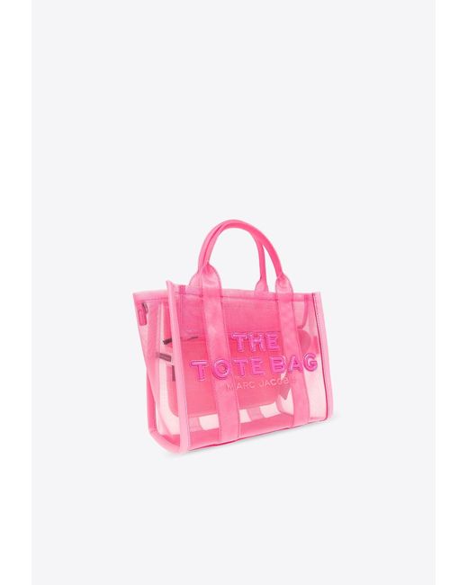 Marc Jacobs Pink The Small Sheer-Mesh Logo Tote Bag