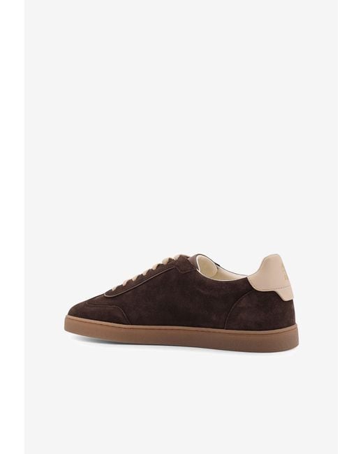 Brunello Cucinelli Brown Suede Lace-Up Sneakers for men