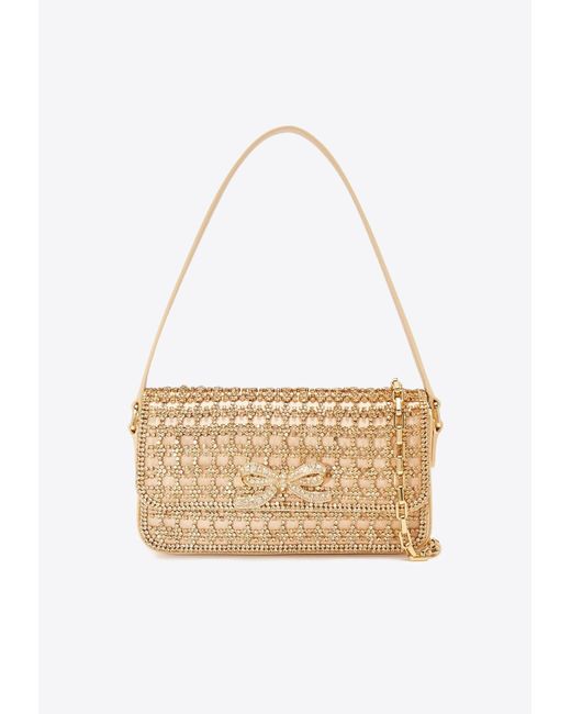 Self-Portrait White Crystal-Embellished Shoulder Bag