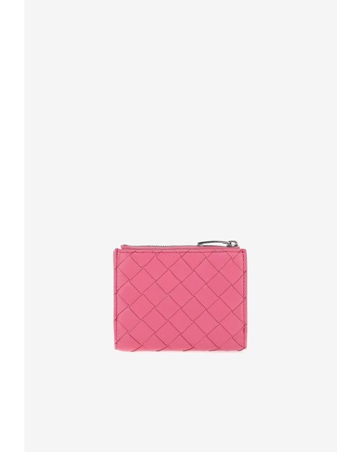 Bottega Veneta Intrecciato Bi-fold Wallet in Pink | Lyst Canada