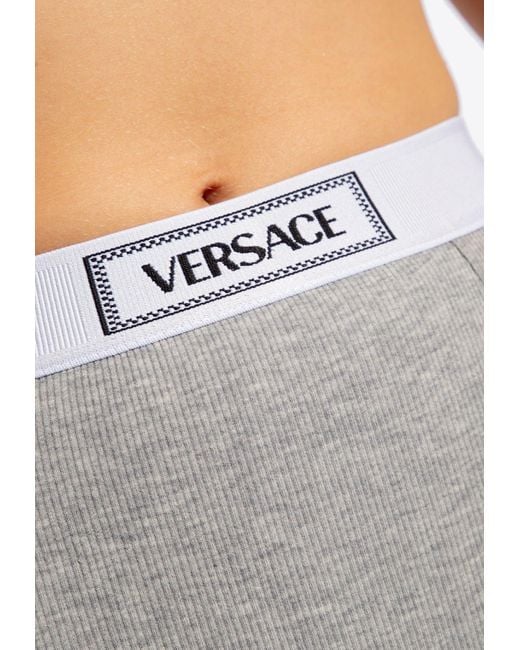 Versace Gray Logo-Embroidered Briefs