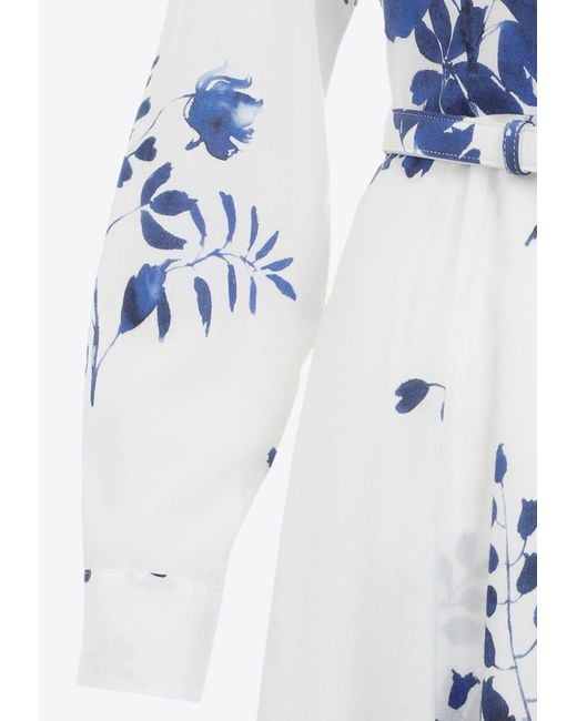 Ralph Lauren Blue Aniyah Floral Midi Wrap Dress