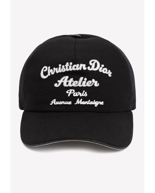 Dior Black Embroidered Baseball Cap for men