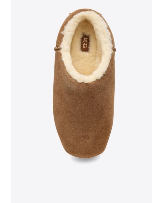 Ugg Brown Pumped Suede Slippers