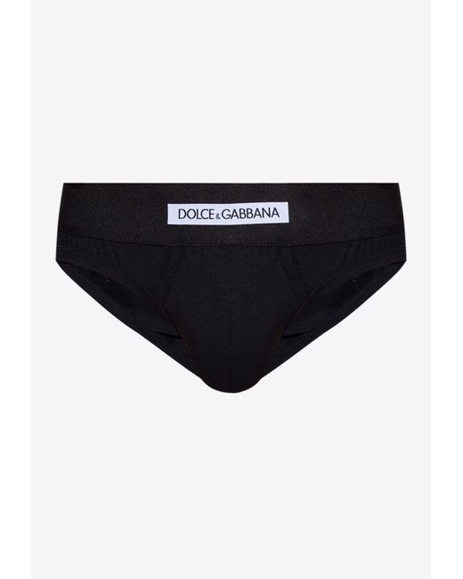 Dolce & Gabbana Black Logo Waistband Mid-Rise Briefs for men