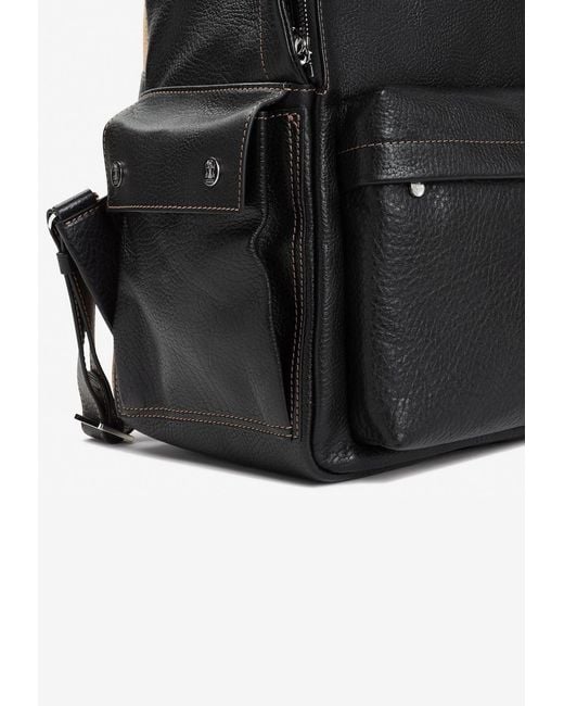 Brunello Cucinelli Black Grained Leather Backpack for men