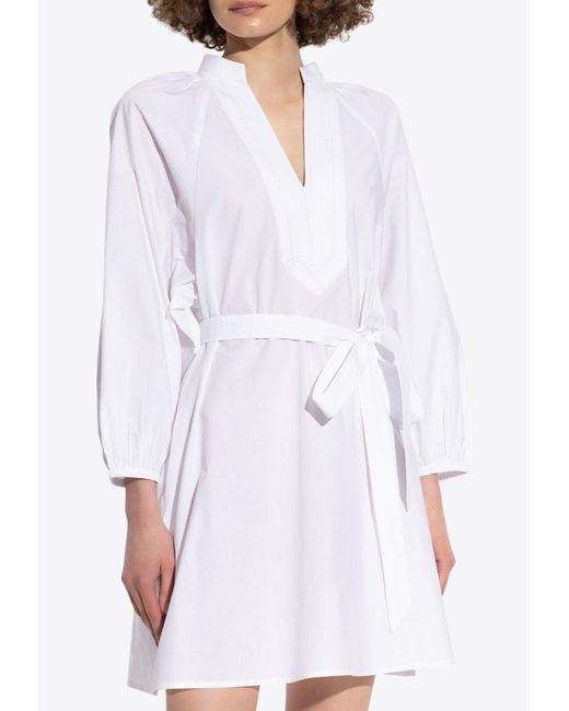 Tory Burch White Dress With A V-Neckline