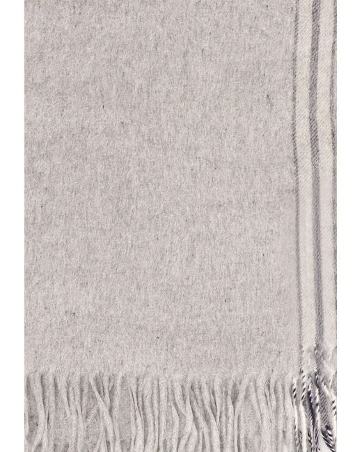 Brunello Cucinelli White Silk Fringed Scarf for men