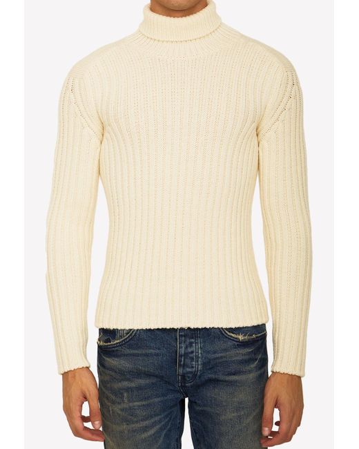 C P Company White Wool Sweater for men