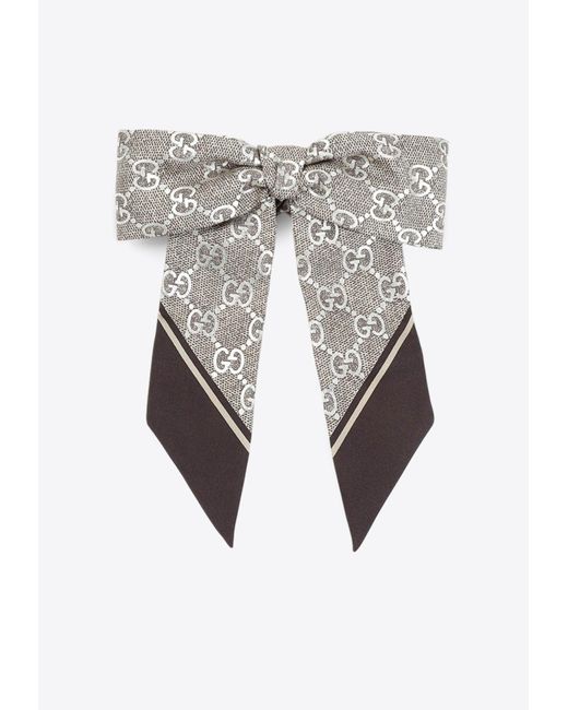 Gucci White Gg Silk Jacquard Scrunchies
