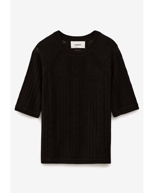 Ba&sh Black Philo Cropped Knit Top