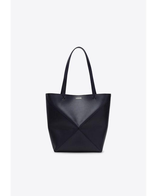 トートバッグ LOEWE BLUE LEATHER MEDIUM PUZZLE FOLD SHOPPING BAG LOEWE Medium Leather Puzzle Fold Tote Bag | Harrods UK