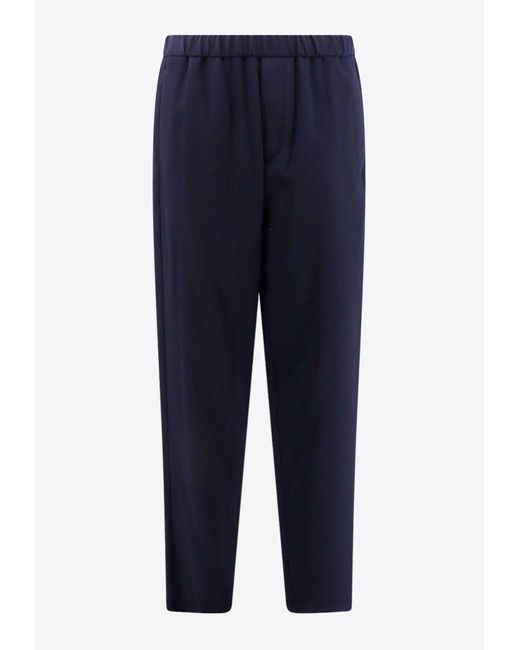 Giorgio Armani Blue Tapered Ribbed Wool-Blend Pants for men