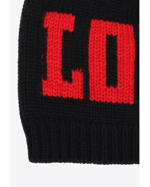 Dolce & Gabbana Red Intarsia Knit Love Cashmere Beanie