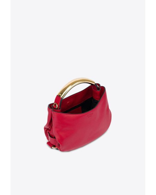 Moschino Red Small Handle Me Leather Top Handle Bag