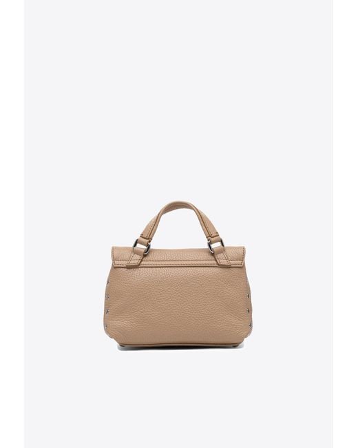 Zanellato White Baby Postina Hammered Leather Top Handle Bag