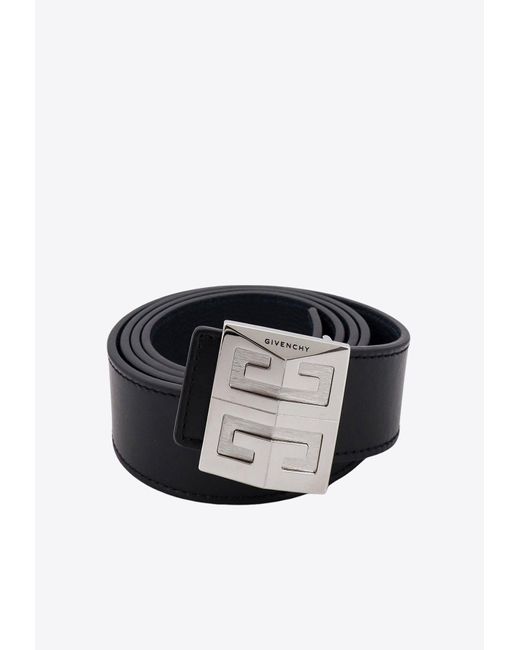 Givenchy White 4G Logo Buckle Reversible Leather Belt for men