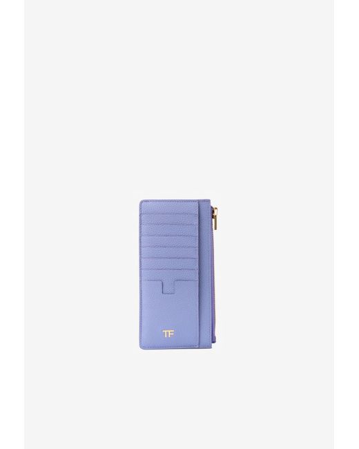 Tom Ford Eastwest Zip Wallet In Grained Leather in Lavender (Purple