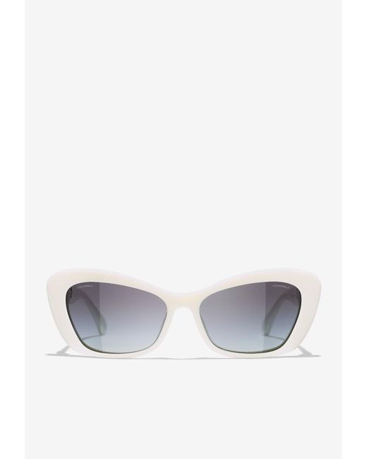 Chanel White Cat Eye Pearl Sunglasses