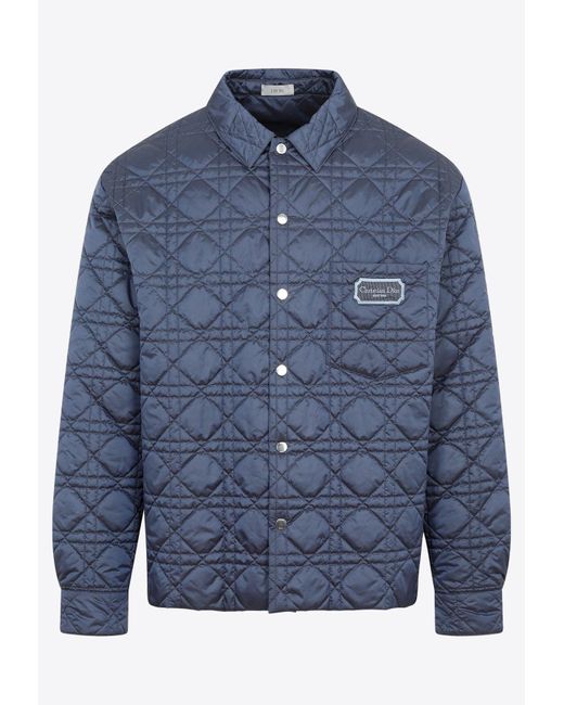 Dior Blue Cannage Quilted Overshirt for men