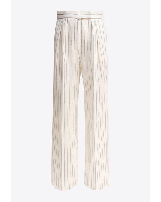 Max Mara Natural Clarion Pinstriped Straight-Leg Pants