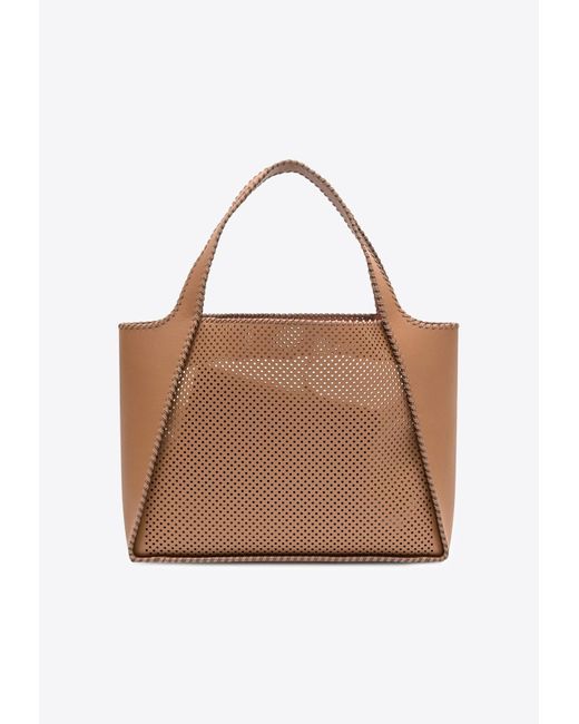 Stella McCartney Brown Perforated Logo Faux Leather Tote Bag