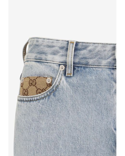 Gucci Blue Straight-Leg Jeans With Logo Pocket Insert for men
