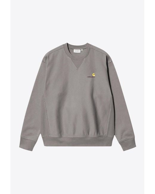 Carhartt Gray American Script Crewneck Sweatshirt for men
