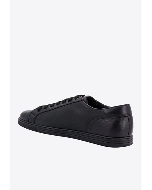 Dolce & Gabbana Black Saint Tropez Leather Low-Top Sneakers for men